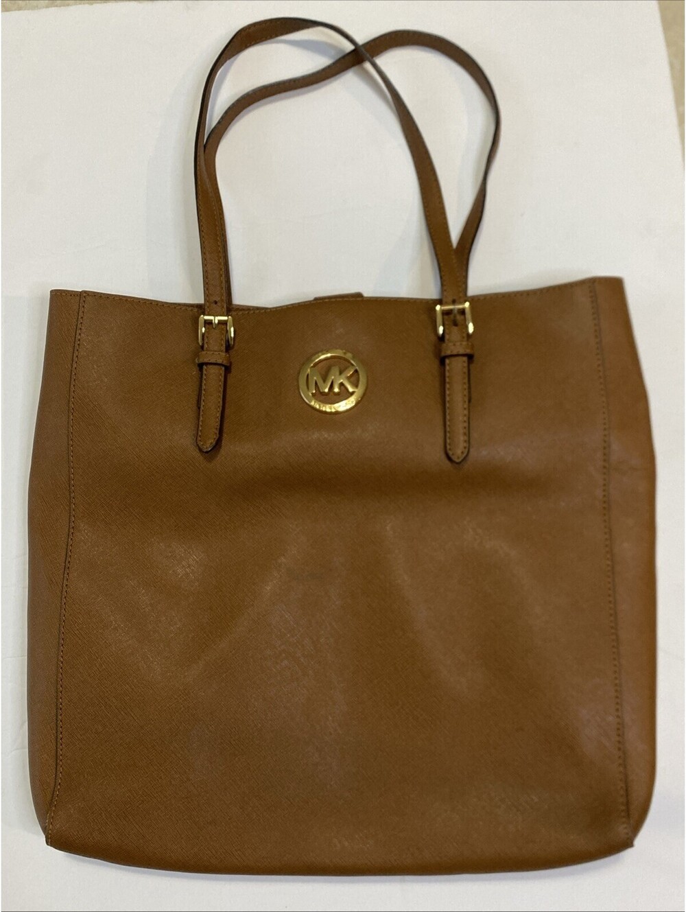 Michael Kors Women’s Brown Large Tote Bag Snap Closure, Gold Hardware, Strap